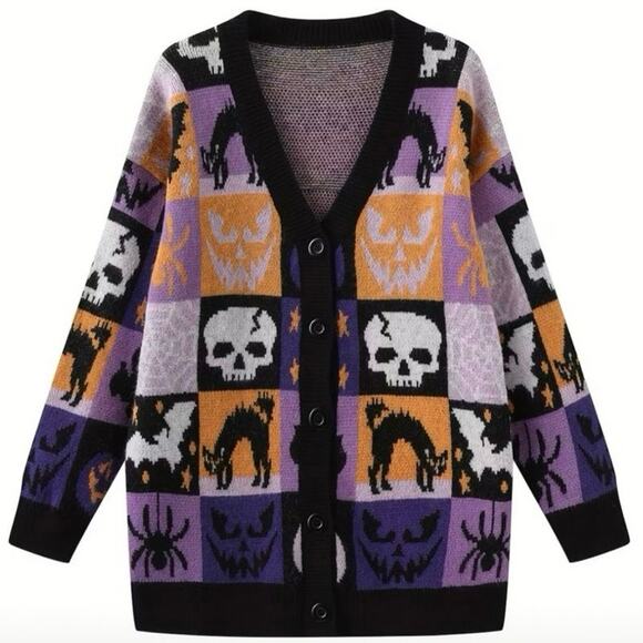 Oversized Halloween Print Cardigan Xl NWOT - Picture 1 of 6